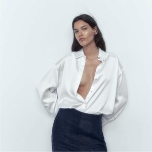Zara Cream Satin Blouse